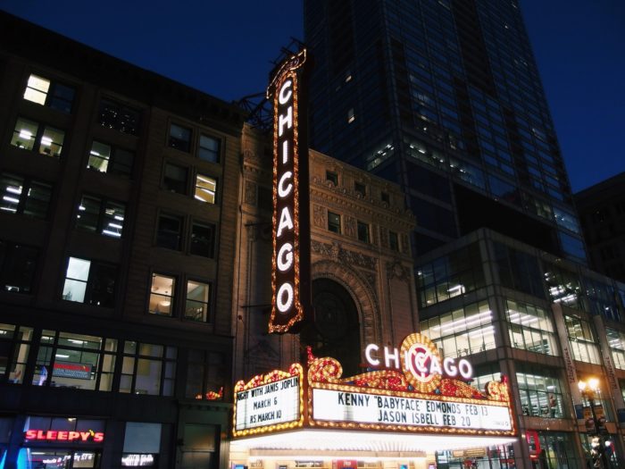 Chicago Theatre at Night